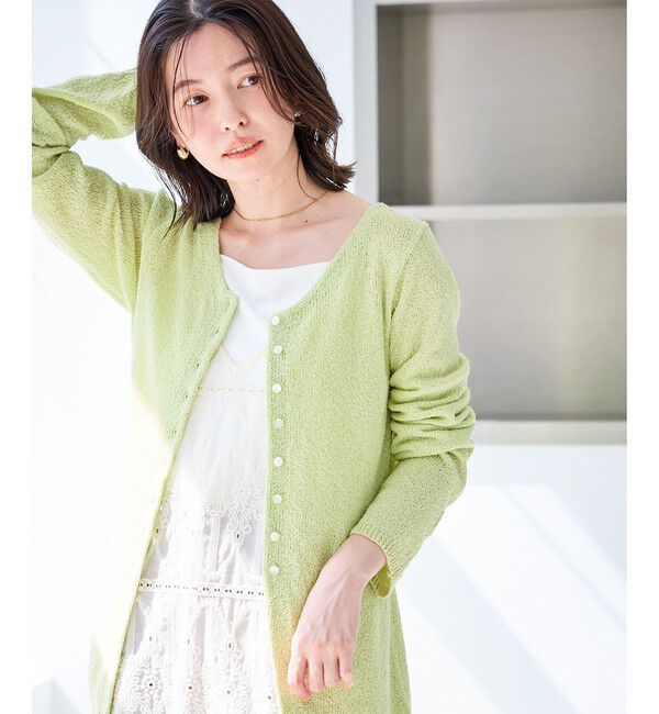 Rope&rsquo;Picnic「【WEB限定】多ボタンミドル丈シアーカーディガン」|カーディガン|キミドリ(34)