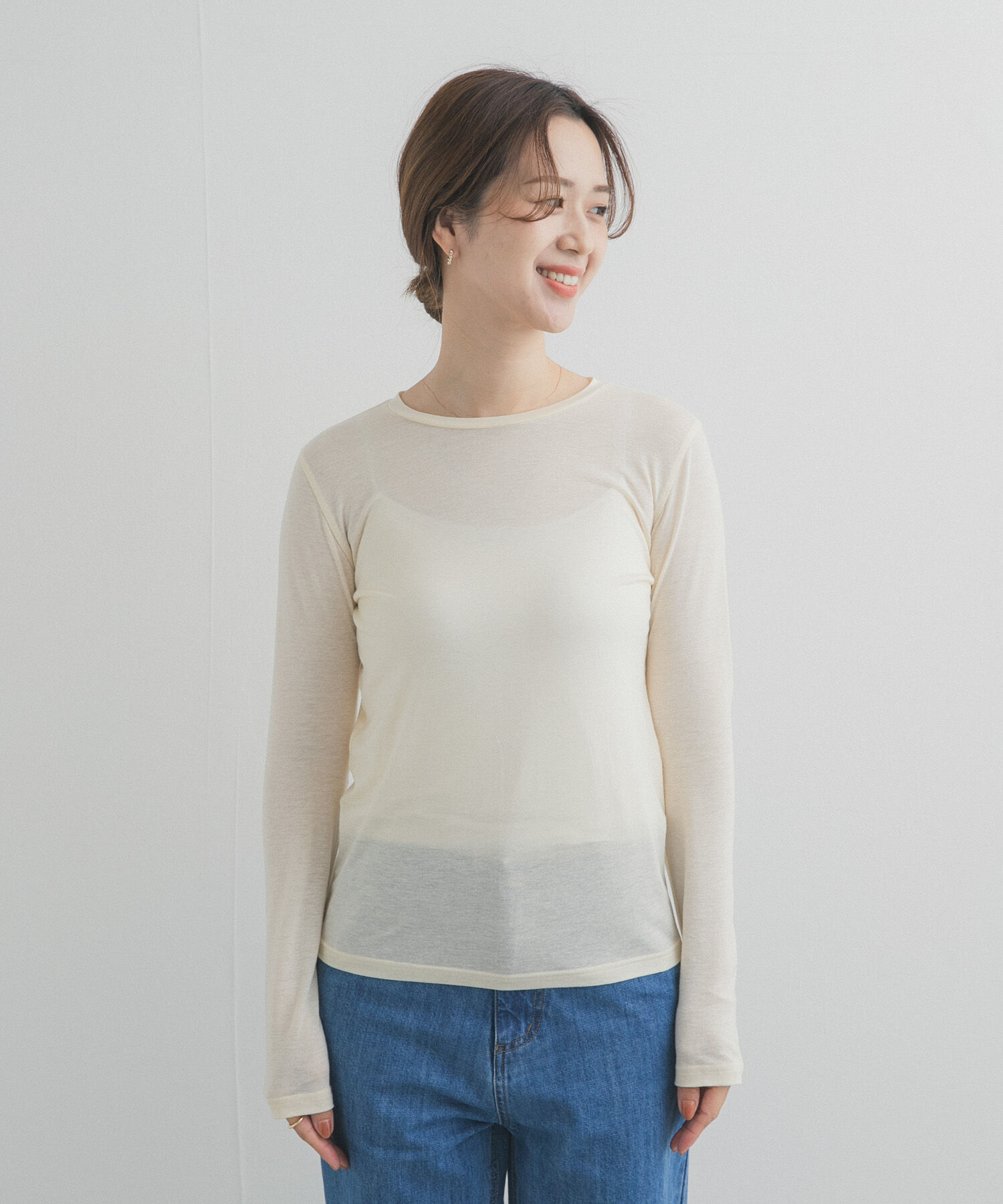 URBAN RESEARCH DOORS「リネン混シアーロングスリーブTシャツ」|Tシャツ・カットソー|