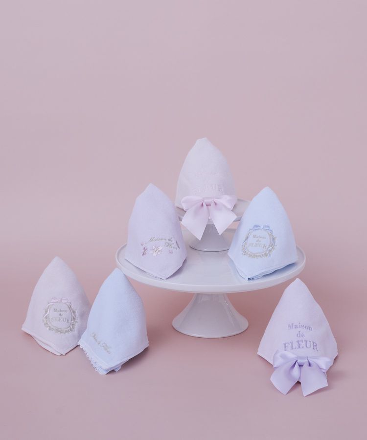 Maison de FLEUR「バイカラーリボンタオルハンカチ」|ハンカチ|