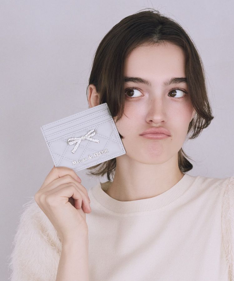 Maison de FLEUR「リボンビジューキルティングカードケース」|財布|