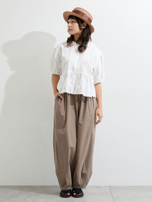 Samansa Mos2「【販路限定】パフスリーブレースブラウス」|シャツ・ブラウス|