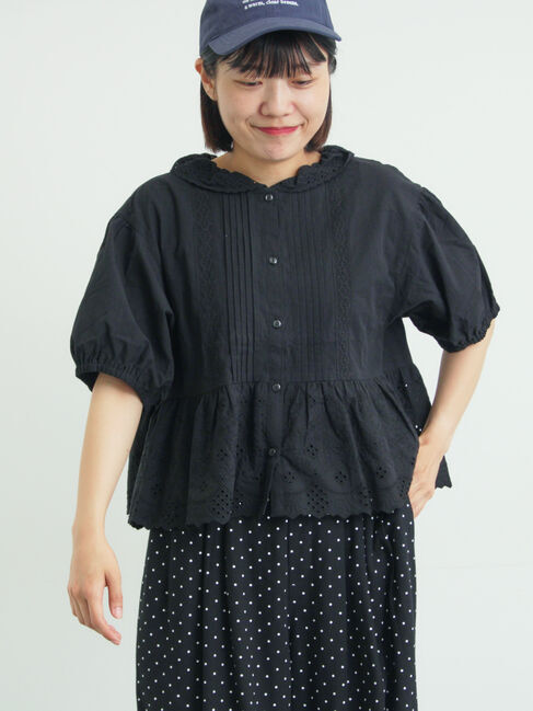 Samansa Mos2「【販路限定】パフスリーブレースブラウス」|シャツ・ブラウス|