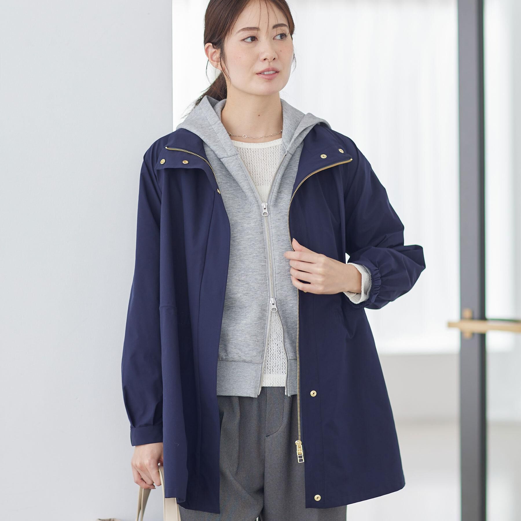 Reflect「【撥水】ストレッチタフタミドル丈スタンドカラーコート」|その他|