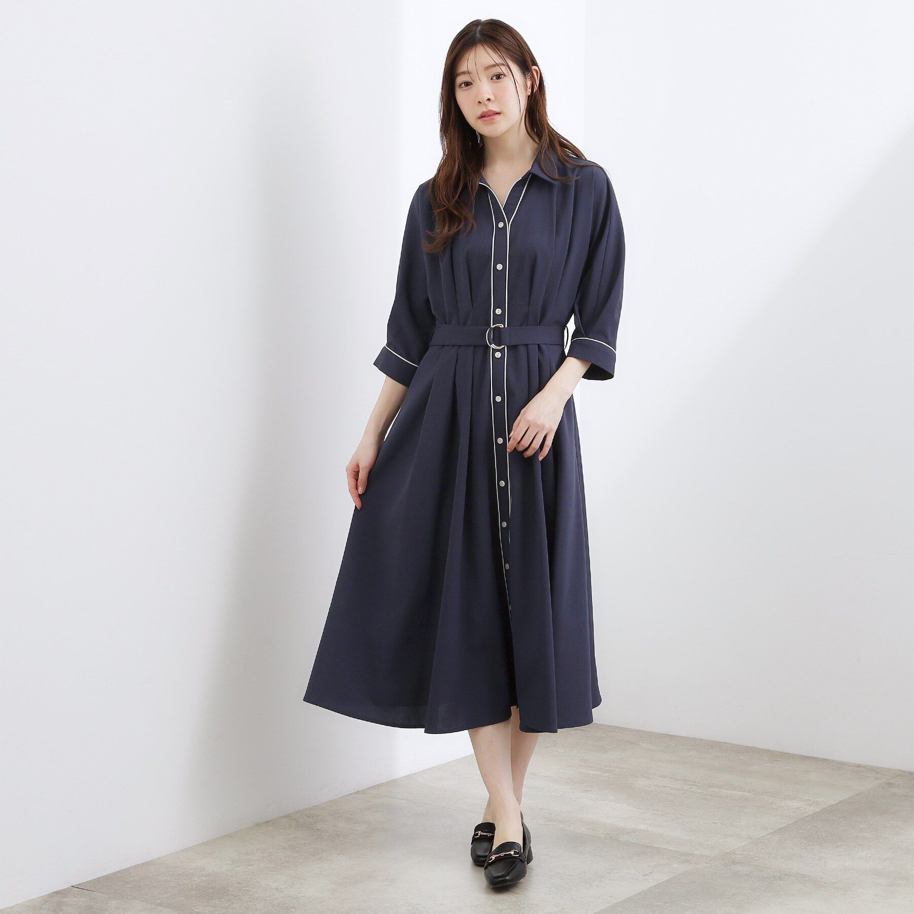 grove「【美シルエット】ウエストタック配色ワンピース」|ワンピース|