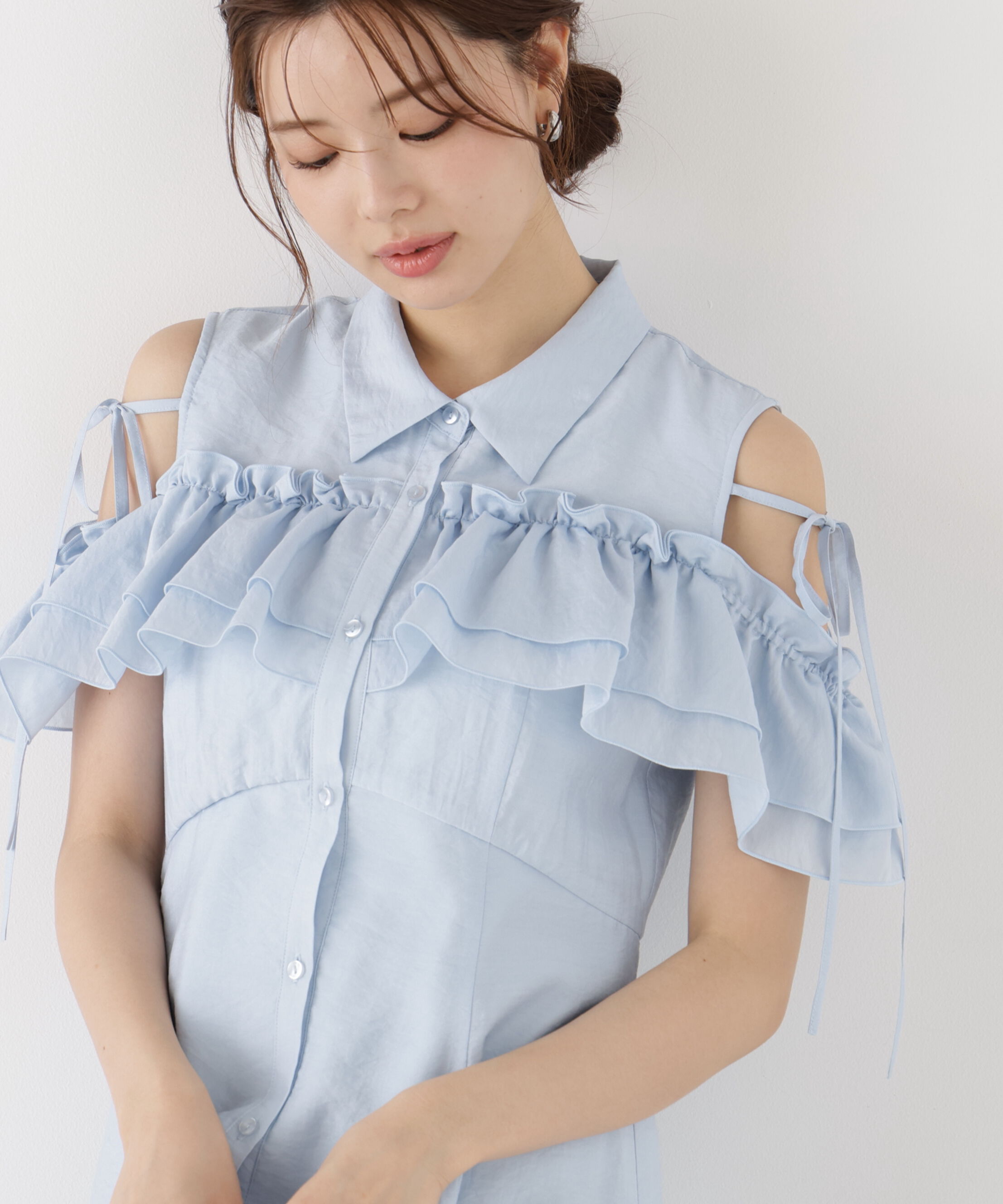 PROPORTION BODY DRESSING「＜EDIT COLOGNE＞フリルシャツワンピース」|ワンピース|