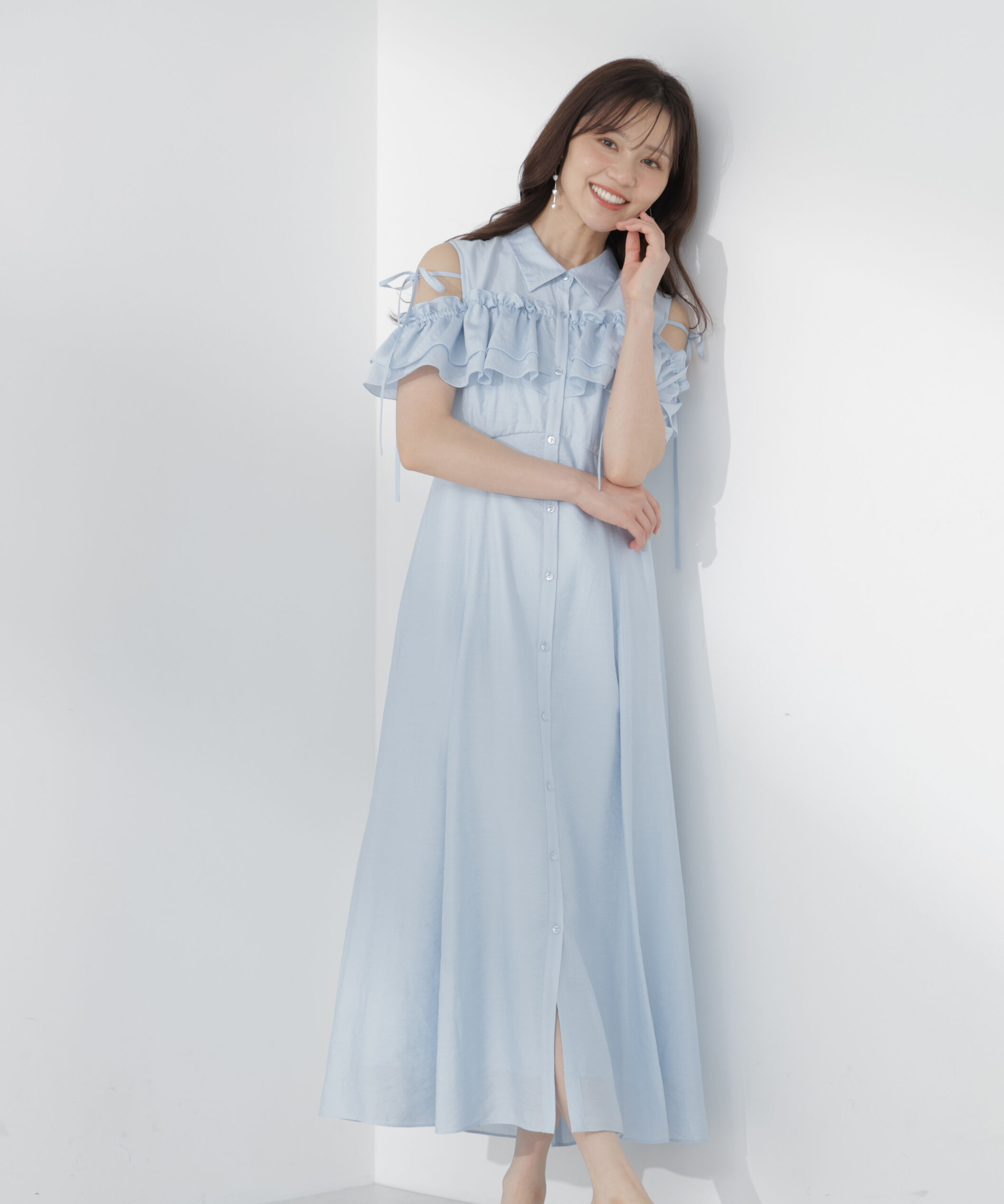 PROPORTION BODY DRESSING「＜EDIT COLOGNE＞フリルシャツワンピース」|ワンピース|