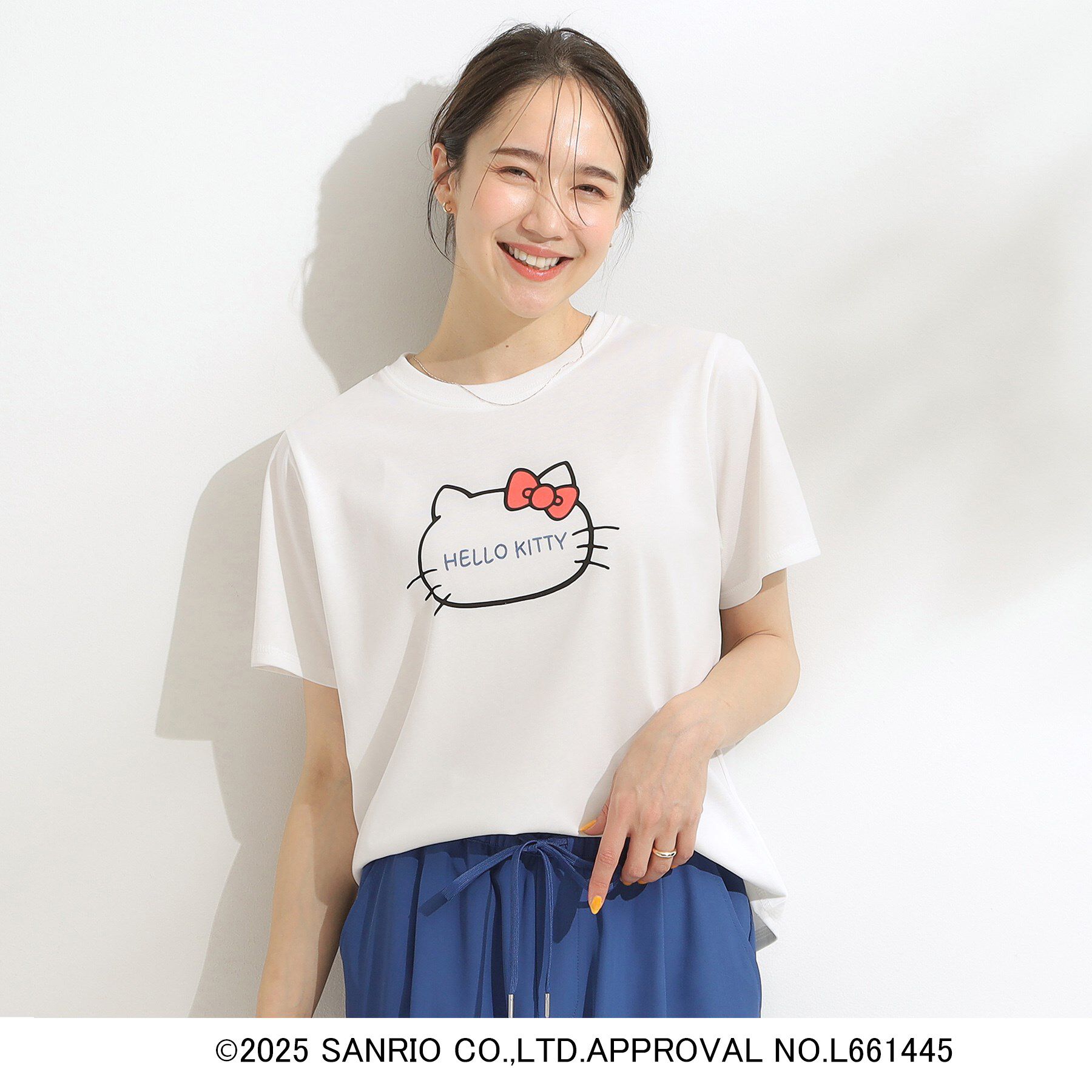 SHOO･LA･RUE「【HELLO KITTYコラボ】【SHOO ICE／汗染み軽減／UVカット】コンパクトTシャツ」|Tシャツ・カットソー|