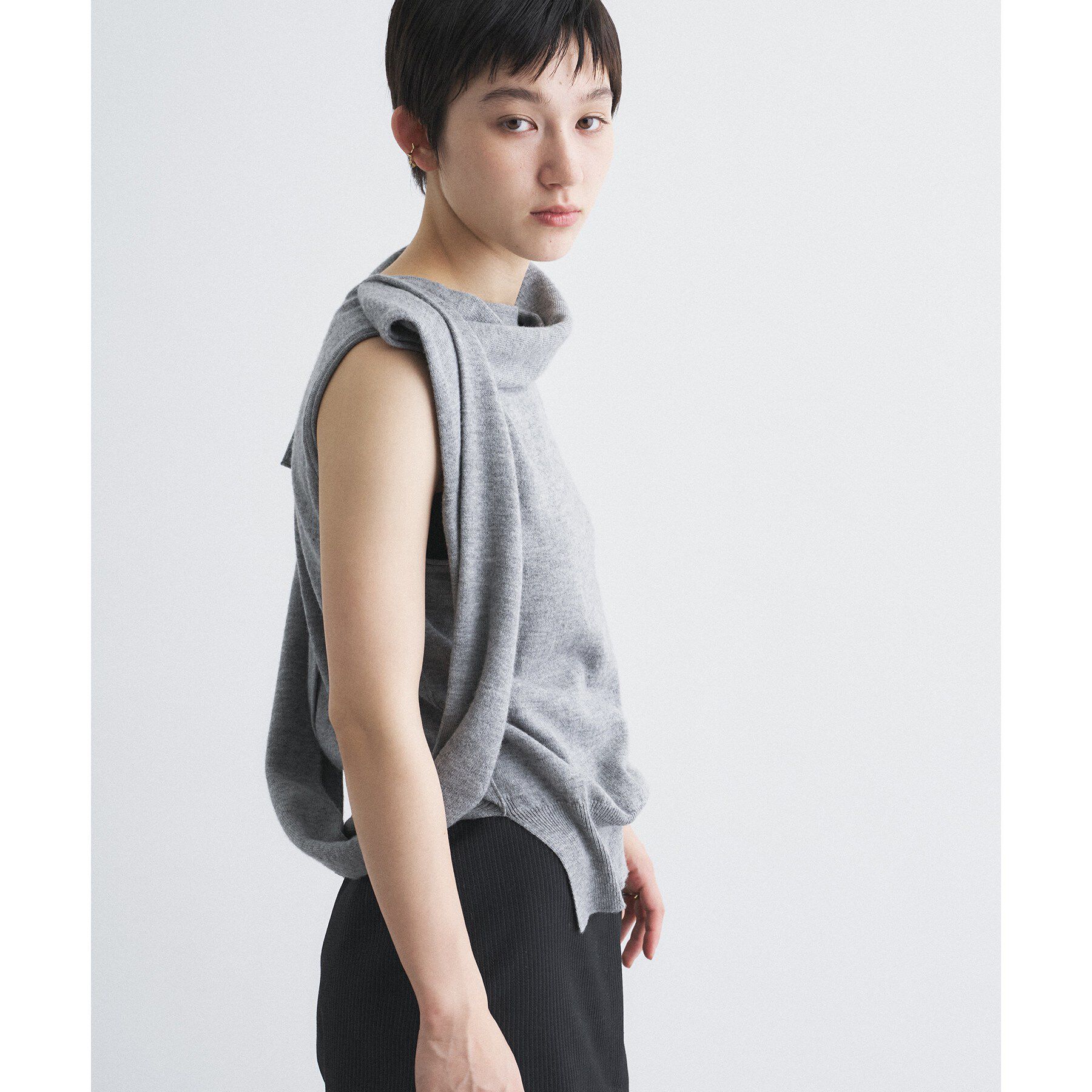 CODE A「SYSTEM｜CONVERTIBLE－SLEEVE WOOL KNIT TOP」|ニット・セーター|