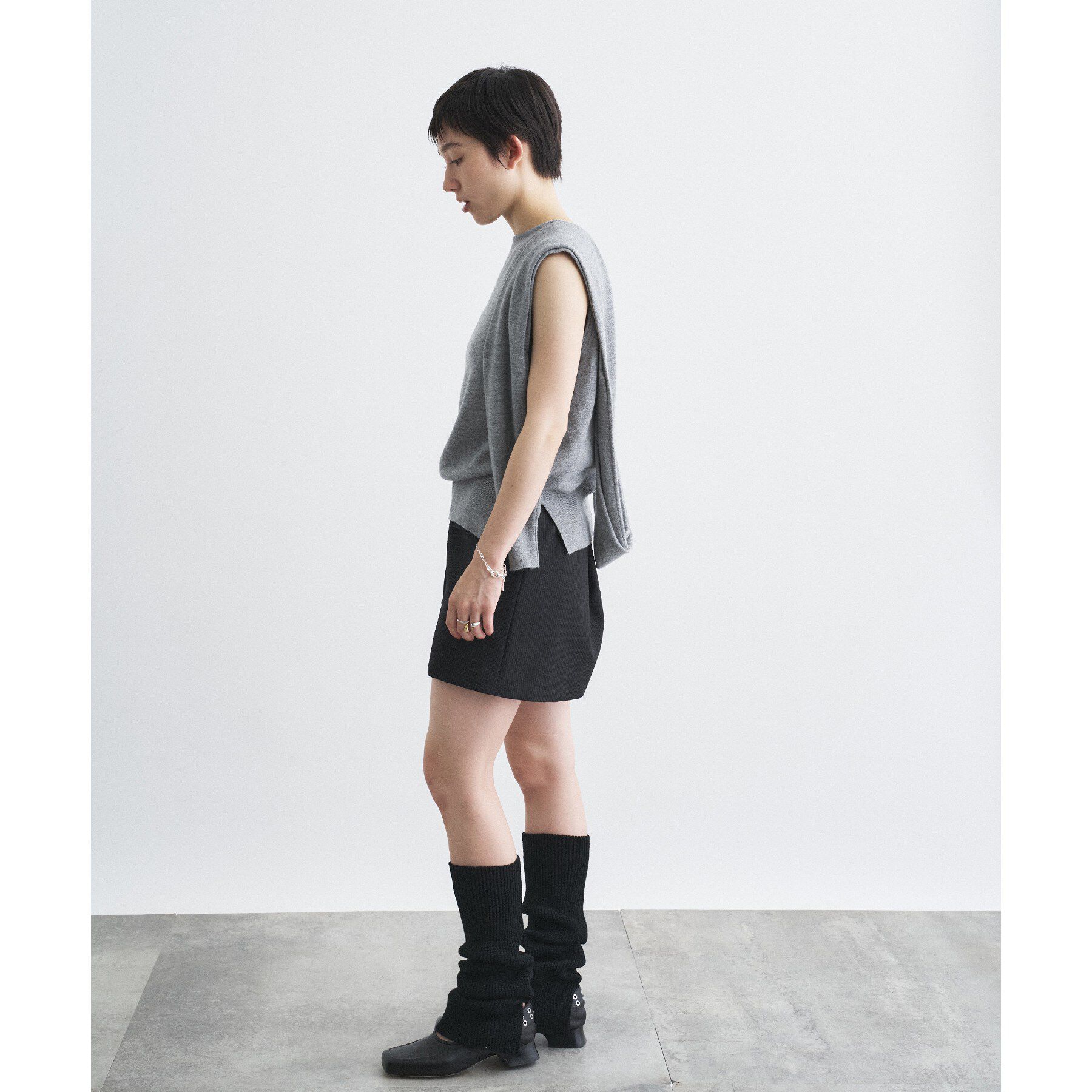 CODE A「SYSTEM｜CONVERTIBLE－SLEEVE WOOL KNIT TOP」|ニット・セーター|