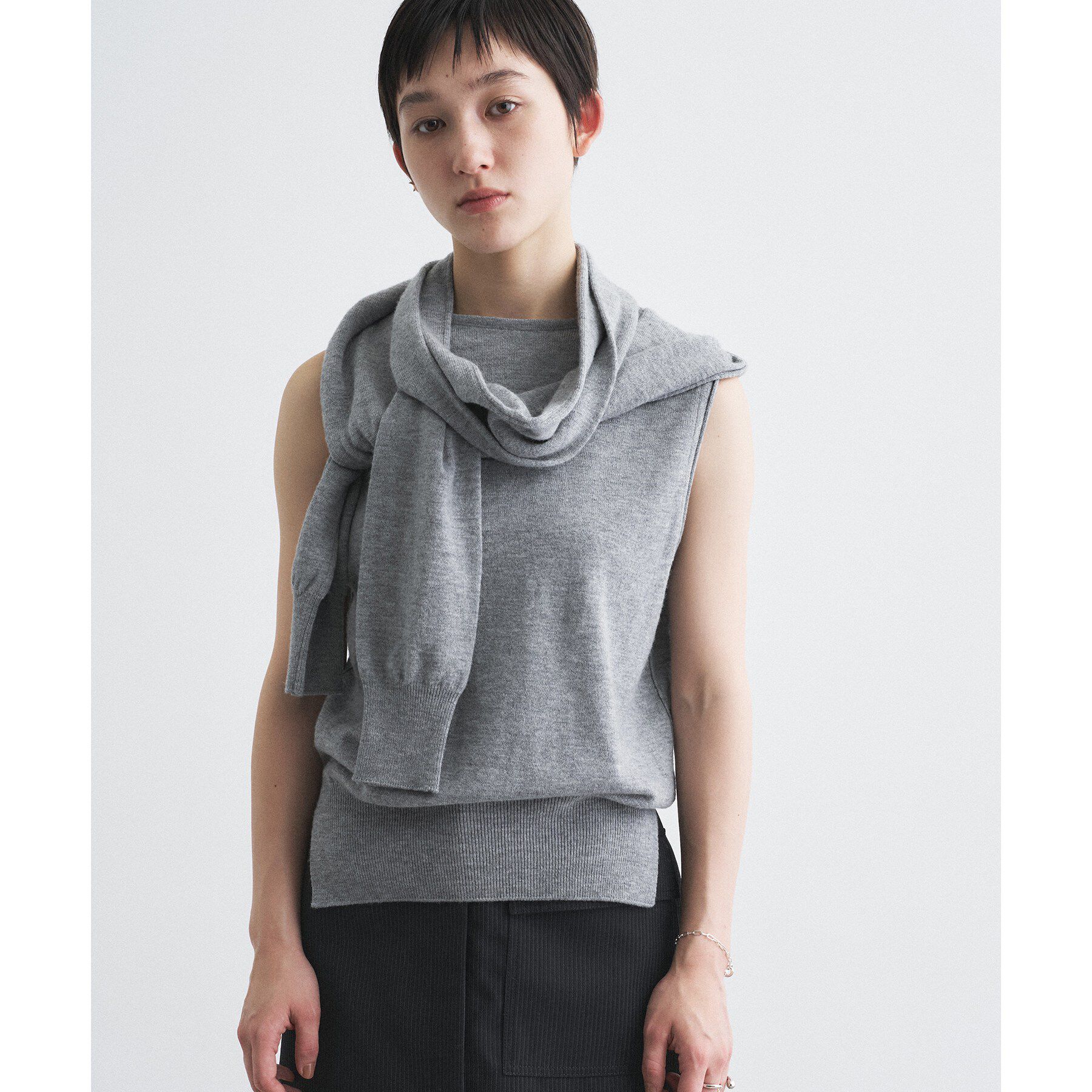 CODE A「SYSTEM｜CONVERTIBLE－SLEEVE WOOL KNIT TOP」|ニット・セーター|