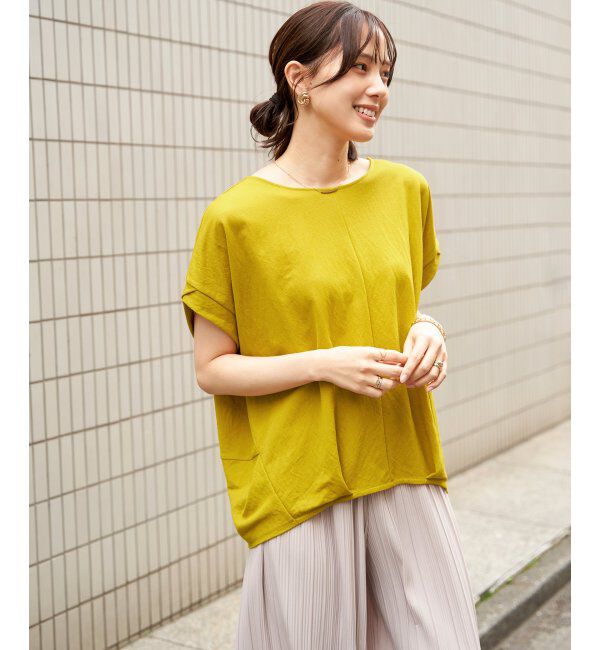 ikka「【接触冷感】鹿の子センターシームタックプルオーバー」|その他|マスタード