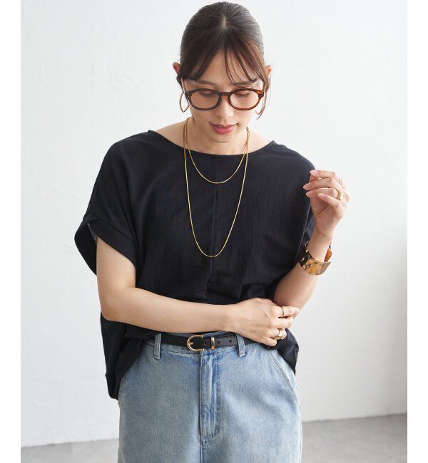 ikka「【接触冷感】鹿の子センターシームタックプルオーバー」|その他|ネイビーブルー