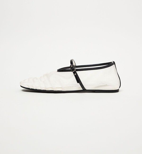 ODETTE E ODILE「＜SY＞シースルーギャザーベルトフラット10&uarr;」|パンプス|WHITE