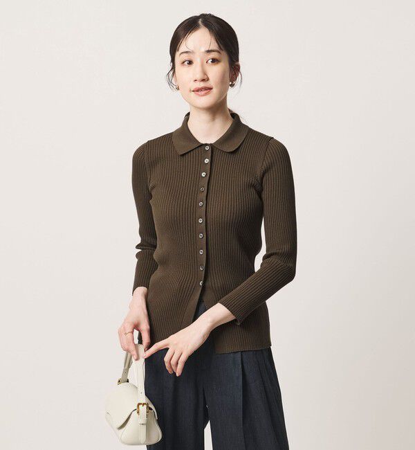 UNITED ARROWS「リブ ポロニット カーディガン ‐ウォッシャブル‐」|カーディガン|