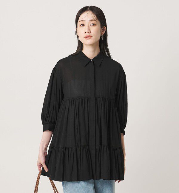 UNITED ARROWS「ボイル ティアード チュニック」|シャツ・ブラウス|BLACK