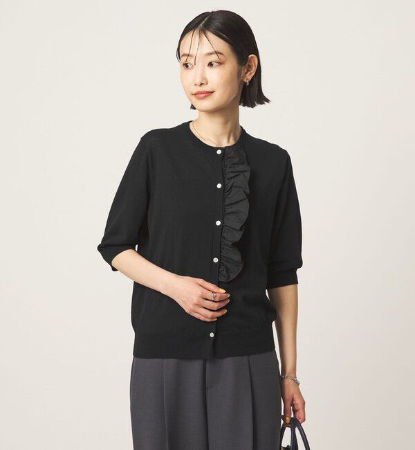 UNITED ARROWS green label relaxing「フリル ショートスリーブ ニット カーディガン」|カーディガン|
