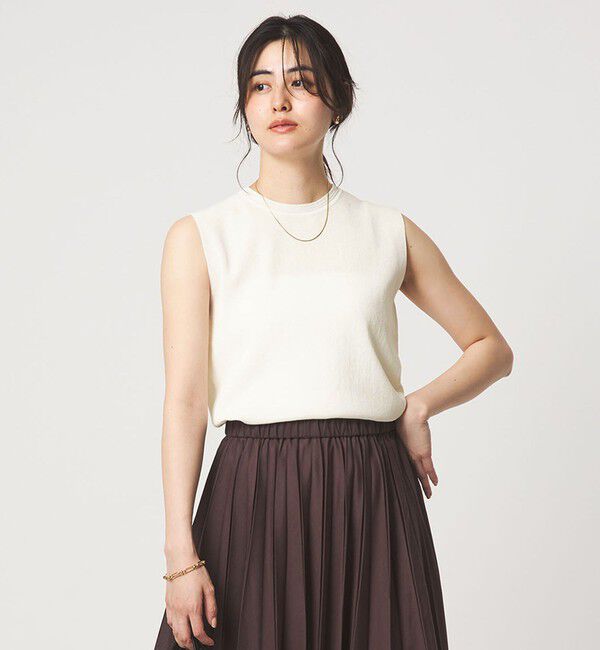 UNITED ARROWS green label relaxing「ブライトシアー ノースリーブ ニット」|ニット・セーター|OFF WHITE