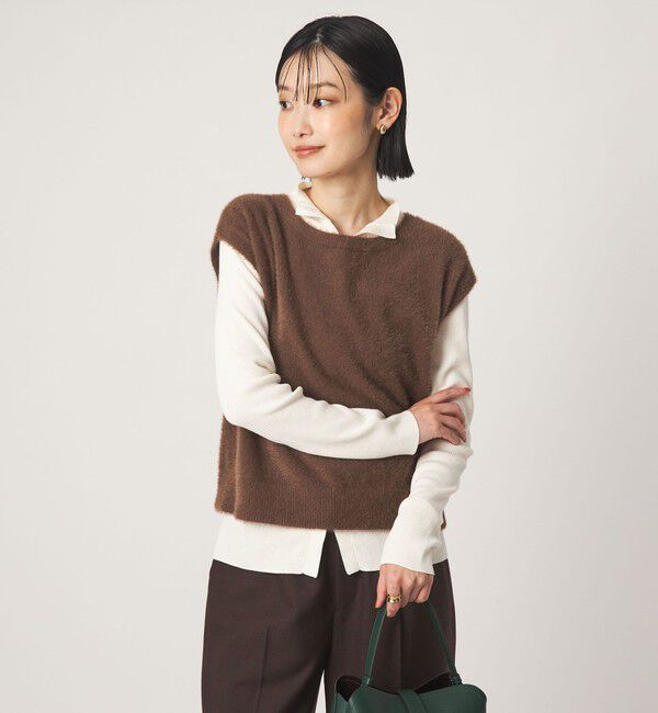 UNITED ARROWS green label relaxing「フラッフフェザー 2WAY フレンチスリーブ ニット」|ニット・セーター|