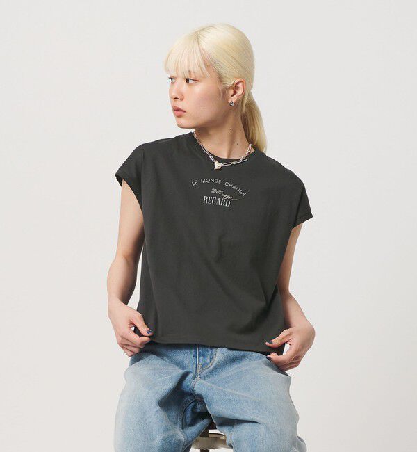 BEAUTY&YOUTH UNITED ARROWS「コットン ロゴプリント フレンチスリーブ Tシャツ」|Tシャツ・カットソー|