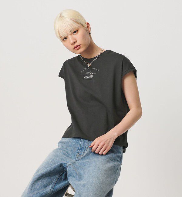 BEAUTY&YOUTH UNITED ARROWS「コットン ロゴプリント フレンチスリーブ Tシャツ」|Tシャツ・カットソー|