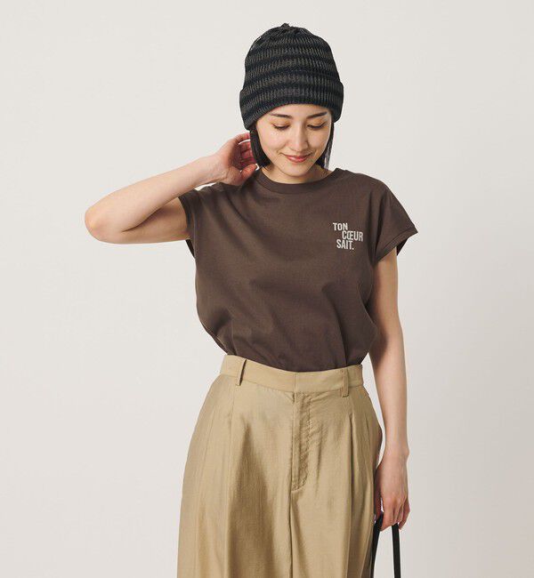 BEAUTY&YOUTH UNITED ARROWS「コットン ロゴプリント フレンチスリーブ Tシャツ」|Tシャツ・カットソー|