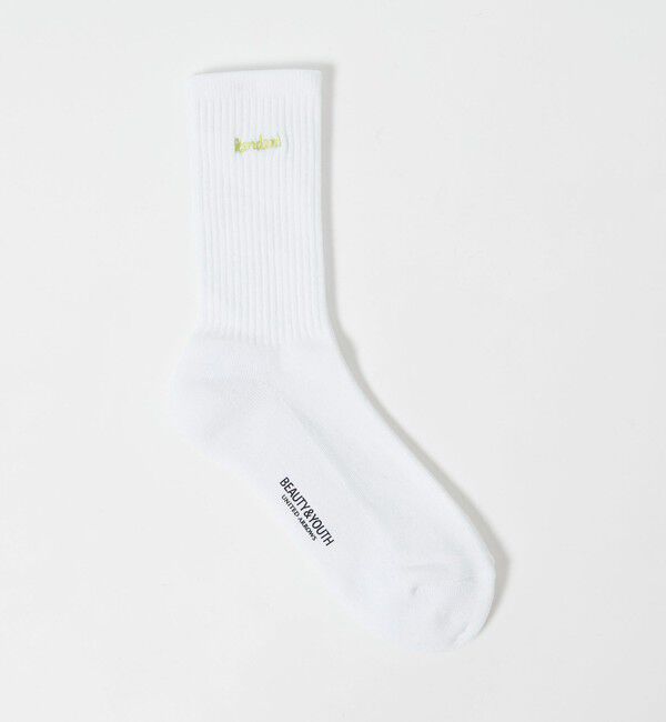 BEAUTY&YOUTH UNITED ARROWS「フリーダム スタンダード エンブロイダリー ロゴ クルー ソックス」|ソックス|WHITE