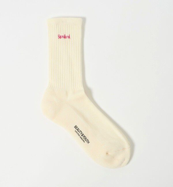 BEAUTY&YOUTH UNITED ARROWS「フリーダム スタンダード エンブロイダリー ロゴ クルー ソックス」|ソックス|OFF WHITE