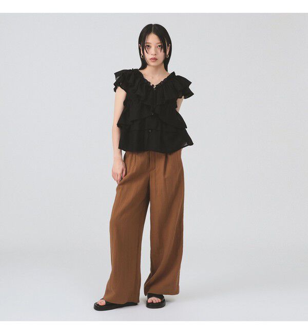 Ray BEAMS 「ラッフル ティアード Vネック フレンチスリーブ」|シャツ・ブラウス|