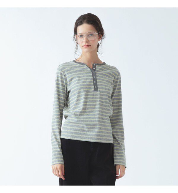 Ray BEAMS 「RIB ボーダー ヘンリーネック Tシャツ」|Tシャツ・カットソー|