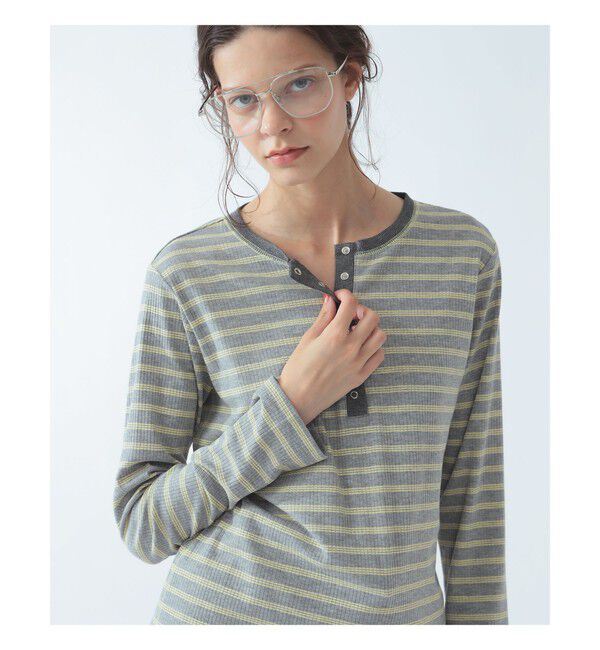 Ray BEAMS 「RIB ボーダー ヘンリーネック Tシャツ」|Tシャツ・カットソー|