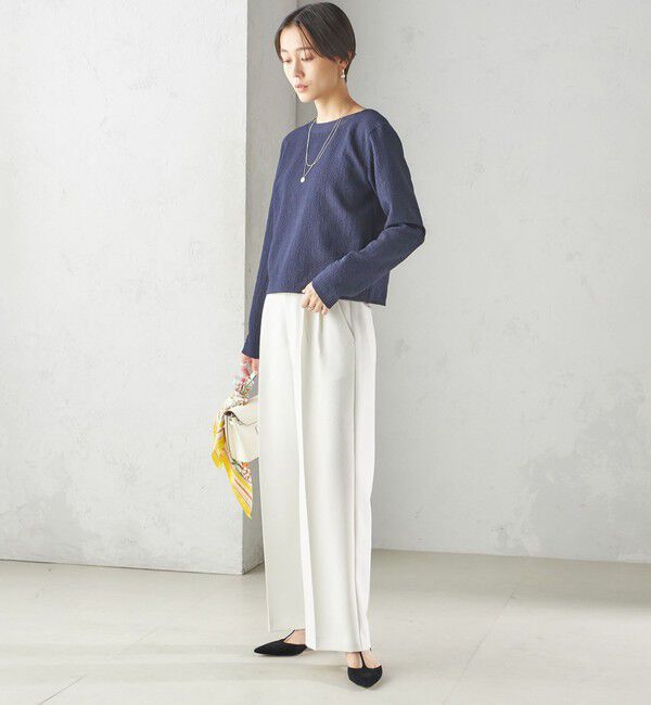 SHIPS for women「〈手洗い可能〉シアー ネック ポコビュー TEE ブラウス」|シャツ・ブラウス|