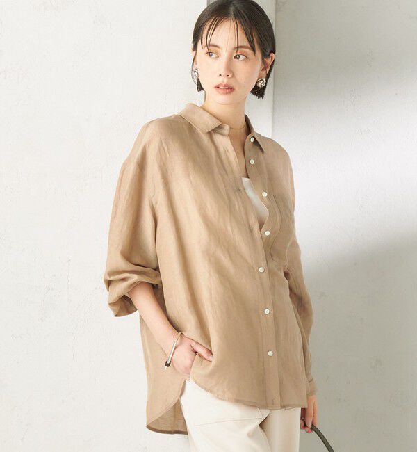 SHIPS for women「〈手洗い可能〉IMPERIAL LINEN 混 オーバー サイズ シャツ」|シャツ・ブラウス|