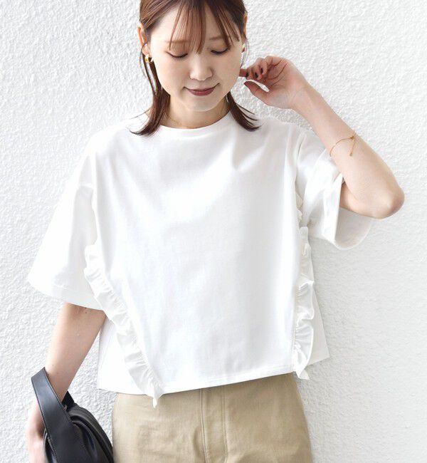 SHIPS for women「【WEB限定】〈接触冷感〉オーガニック コットン フリル TEE」|Tシャツ・カットソー|オフホワイト
