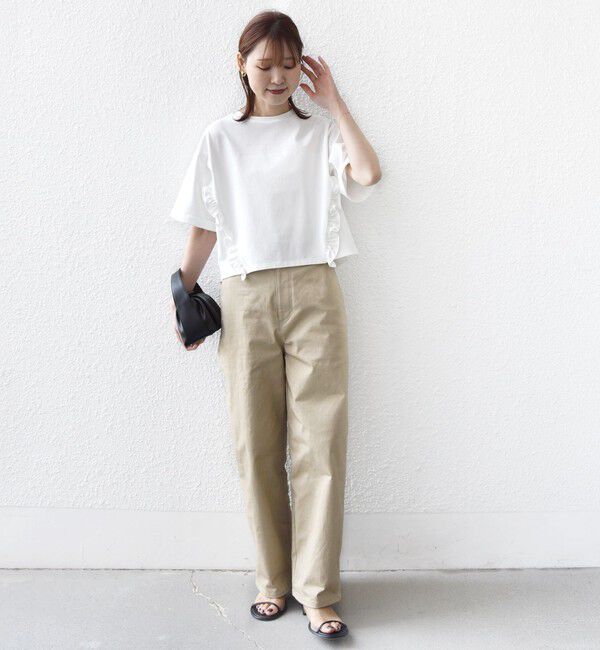 SHIPS for women「【WEB限定】〈接触冷感〉オーガニック コットン フリル TEE」|Tシャツ・カットソー|