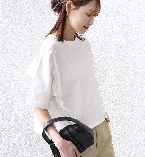 SHIPS for women「【WEB限定】〈接触冷感〉オーガニック コットン フリル TEE」|Tシャツ・カットソー|