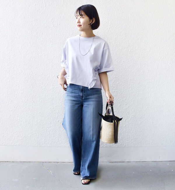 SHIPS for women「【WEB限定】〈接触冷感〉オーガニック コットン フリル TEE」|Tシャツ・カットソー|