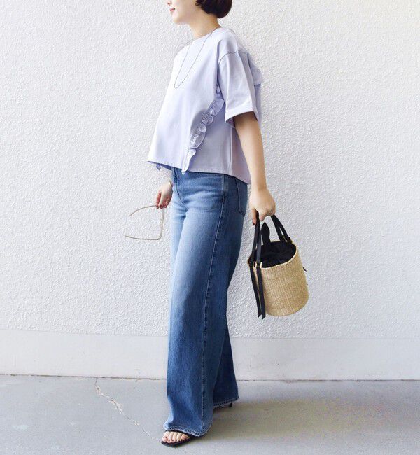 SHIPS for women「【WEB限定】〈接触冷感〉オーガニック コットン フリル TEE」|Tシャツ・カットソー|