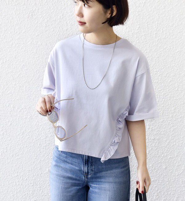 SHIPS for women「【WEB限定】〈接触冷感〉オーガニック コットン フリル TEE」|Tシャツ・カットソー|