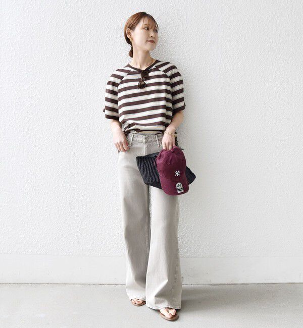 SHIPS for women「〈手洗い可能〉ボーダー / ソリッド 袖ギャザー ショートスリーブ プルオーバー」|Tシャツ・カットソー|