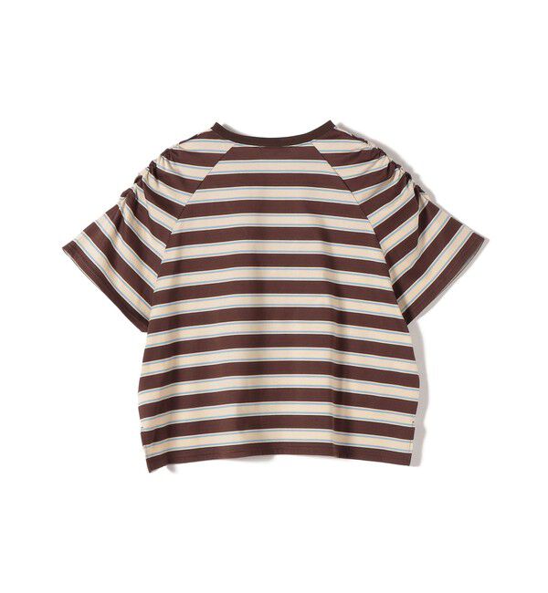 SHIPS for women「〈手洗い可能〉ボーダー / ソリッド 袖ギャザー ショートスリーブ プルオーバー」|Tシャツ・カットソー|