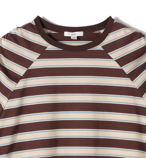 SHIPS for women「〈手洗い可能〉ボーダー / ソリッド 袖ギャザー ショートスリーブ プルオーバー」|Tシャツ・カットソー|
