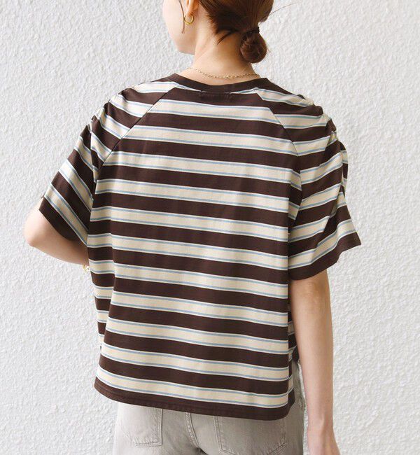 SHIPS for women「〈手洗い可能〉ボーダー / ソリッド 袖ギャザー ショートスリーブ プルオーバー」|Tシャツ・カットソー|