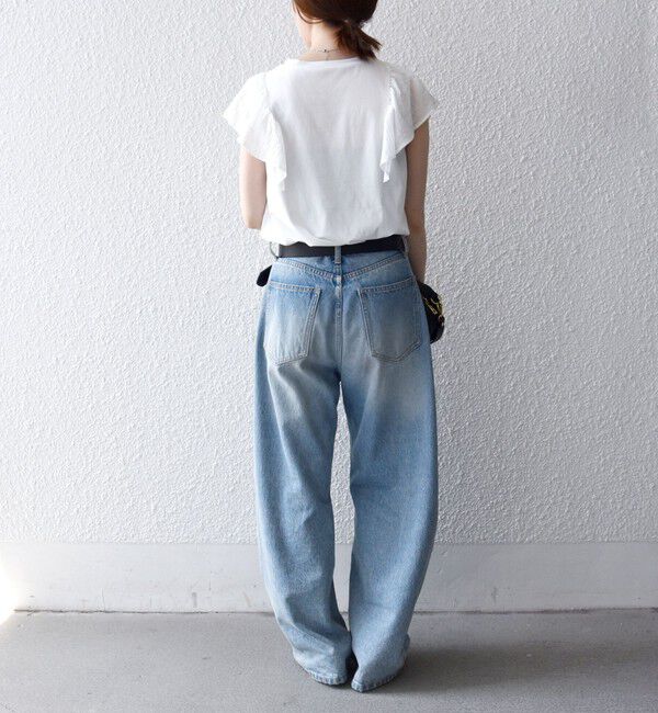 SHIPS any「SHIPS any:〈洗濯機可能〉フリル コンビ ノースリーブ TEE」|Tシャツ・カットソー|