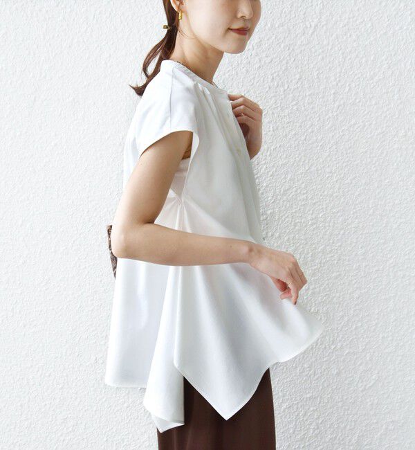 SHIPS for women「〈UVカット/吸水速乾/接触冷感/防シワ〉ハンカチーフ ヘムライン バック フレア ブラウス」|シャツ・ブラウス|
