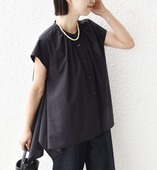 SHIPS for women「〈UVカット/吸水速乾/接触冷感/防シワ〉ハンカチーフ ヘムライン バック フレア ブラウス」|シャツ・ブラウス|