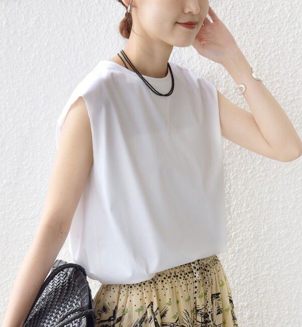 SHIPS for women「〈接触冷感/UVカット〉ガゼット デザイン 裾 ラウンド TEE」|Tシャツ・カットソー|