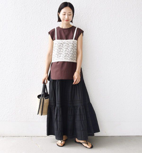 SHIPS for women「〈接触冷感/UVカット〉ガゼット デザイン 裾 ラウンド TEE」|Tシャツ・カットソー|