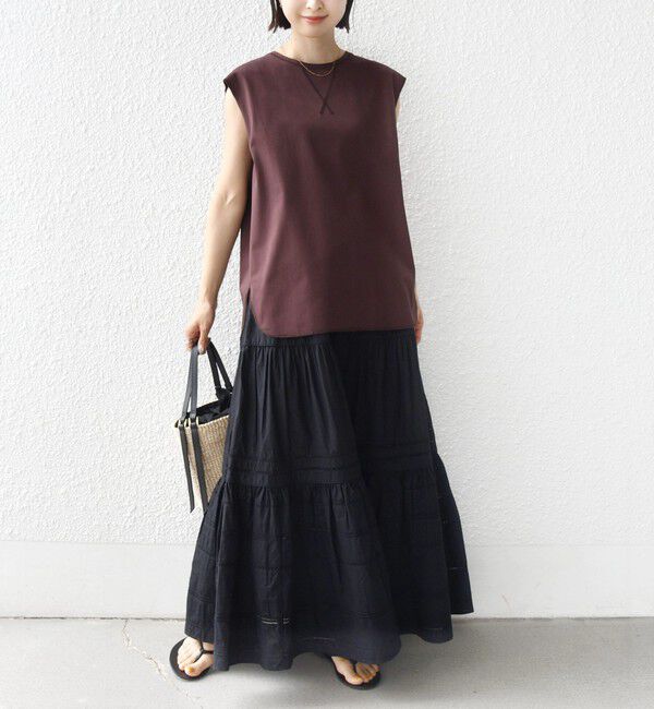 SHIPS for women「〈接触冷感/UVカット〉ガゼット デザイン 裾 ラウンド TEE」|Tシャツ・カットソー|