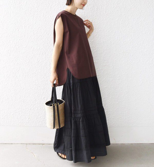 SHIPS for women「〈接触冷感/UVカット〉ガゼット デザイン 裾 ラウンド TEE」|Tシャツ・カットソー|