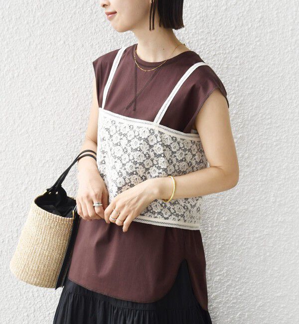 SHIPS for women「〈接触冷感/UVカット〉ガゼット デザイン 裾 ラウンド TEE」|Tシャツ・カットソー|